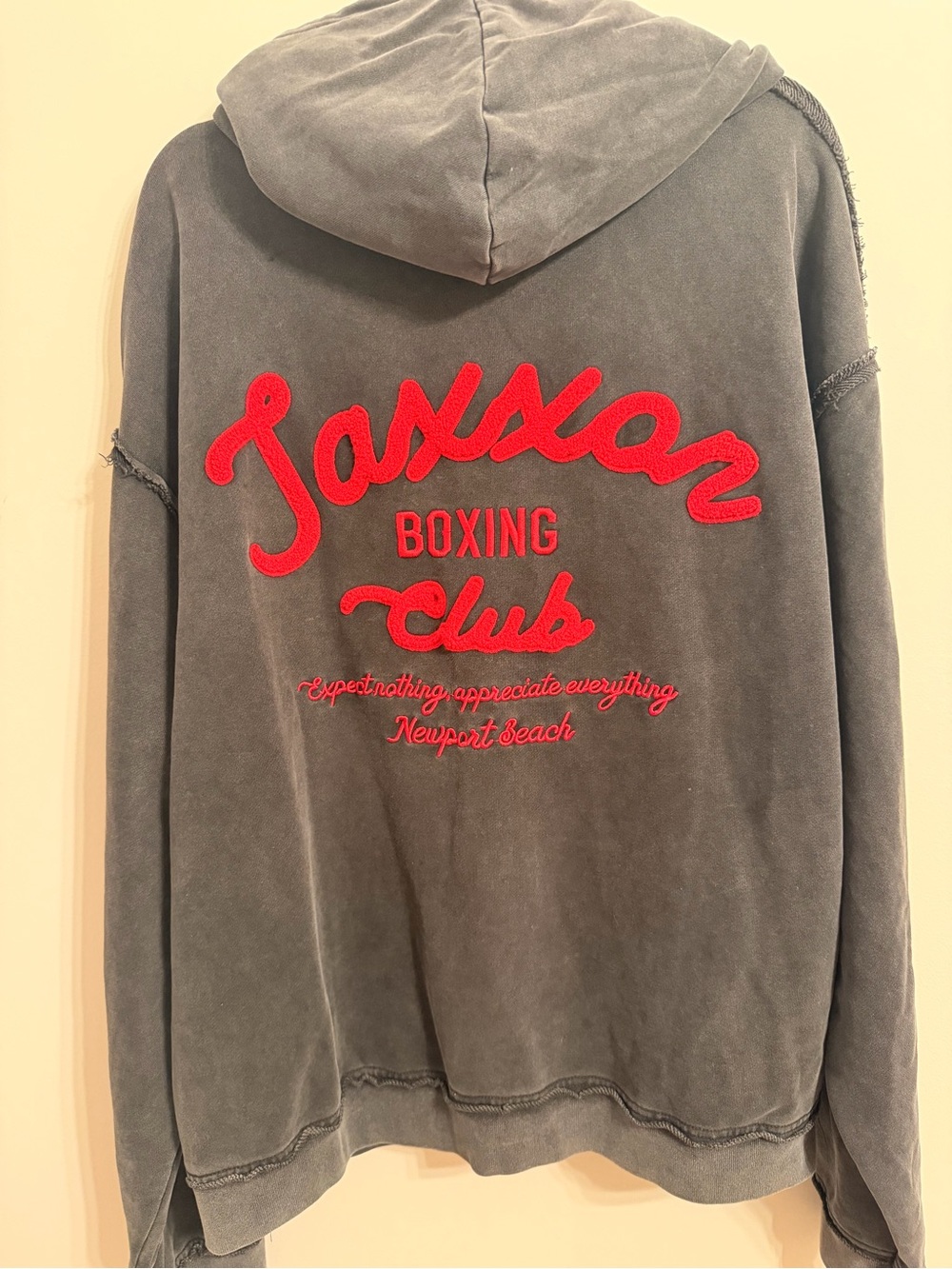 NWT JAXXON Men's 2XL Gray Full Zip Hoodie Embroidered Logo Boxing Club Pockets